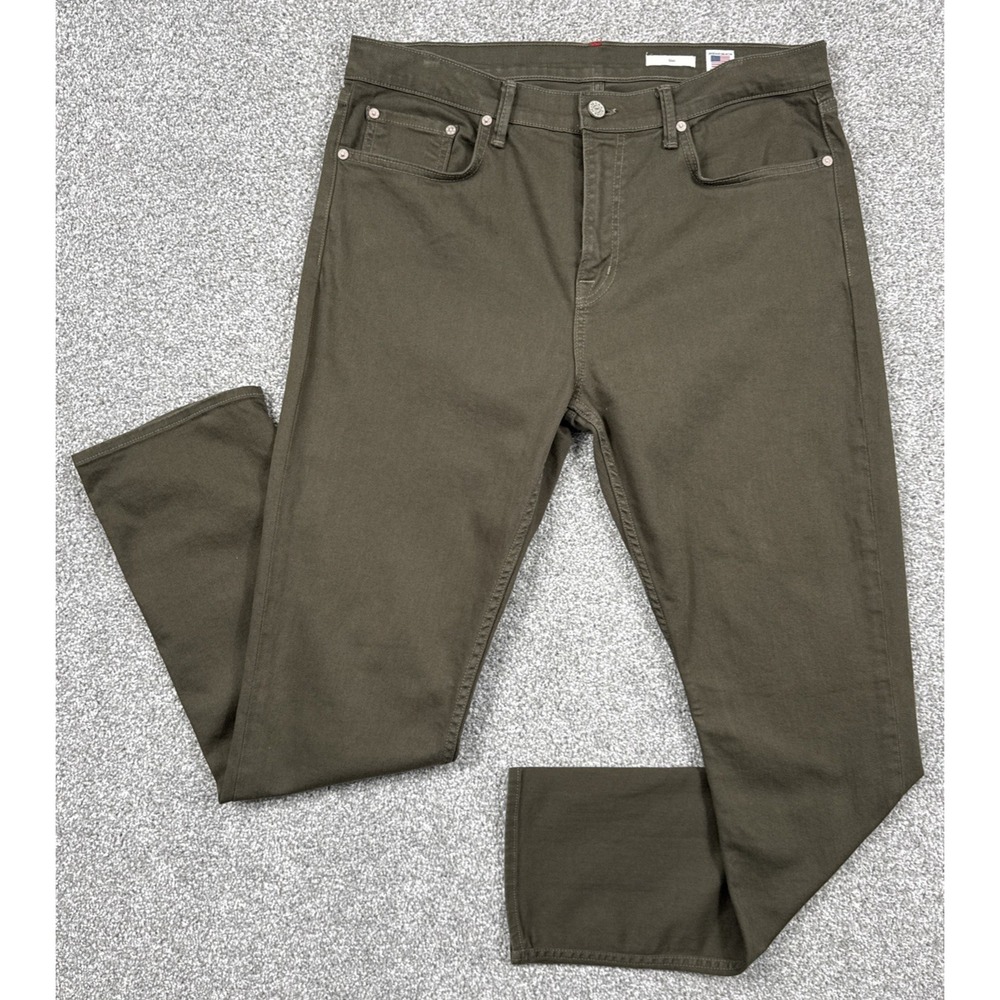 Noend Denim Jeans Mens 36 Slim Straight Stretch Green Sage Made in USA Pants